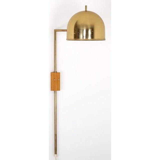 Metal Brass Wall Lamp attributed to Bergboms, Sweden, 1960s For Sale - Image 7 of 10