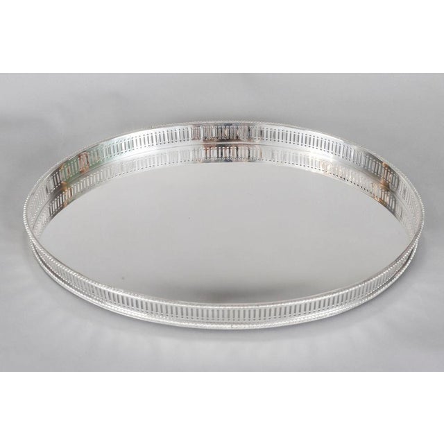 Metal Antique 20th Century Victorian Oval Silver Plated Gallery Tray, 1920s For Sale - Image 7 of 12