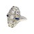 Mid 20th Century Art Deco 18k White Gold Filigree Ring With Old Cut Diamonds & Blue Sapphires, Size 5.25 For Sale - Image 4 of 9