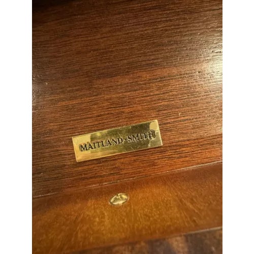 1990s Vintage Maitland Smith Single Drawer Table With Side Pullout Shelves For Sale - Image 10 of 11