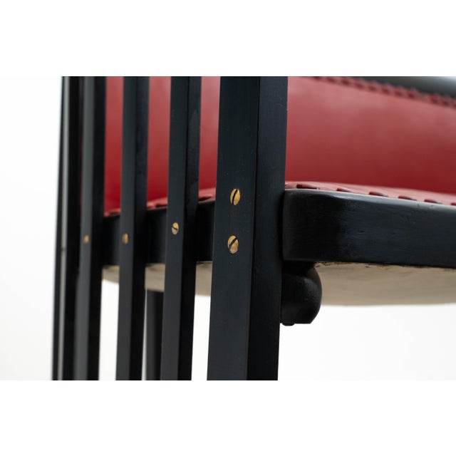 Fledermaus Sofa in Black-Finished Beech and Red Leather by Josef Hoffmann for Jacob & Josef Kohn, 1890s For Sale - Image 17 of 18
