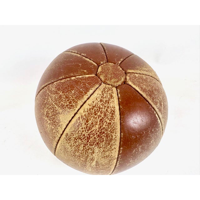 Leather Medicine Ball, Poland, 1950s For Sale - Image 6 of 6