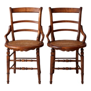 Antique Victorian Cane Seat Chairs Pair For Sale