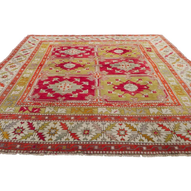 Tribal Vintage Turkish Oushak Rug with Modern Style - 06'01 x 07'10 For Sale - Image 3 of 10