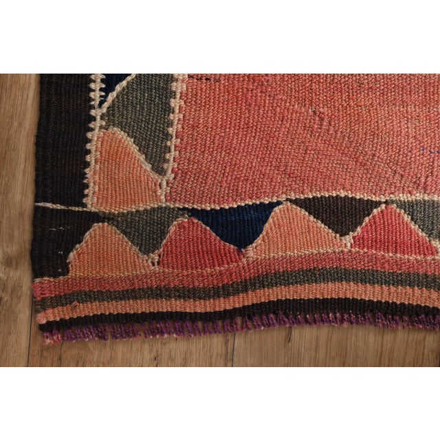 1970s 1970s Vintage Handmade Wool Cotton Pink Runner Rug For Sale - Image 5 of 11