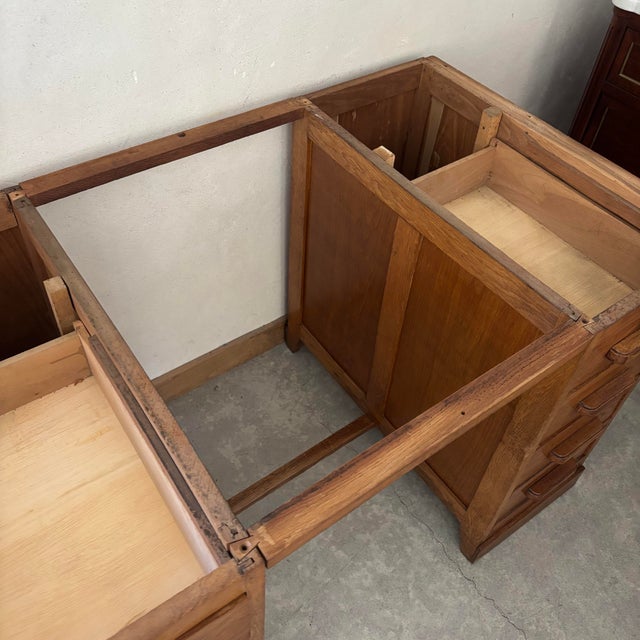Wood Vintage Wooden Brown Desk For Sale - Image 7 of 8