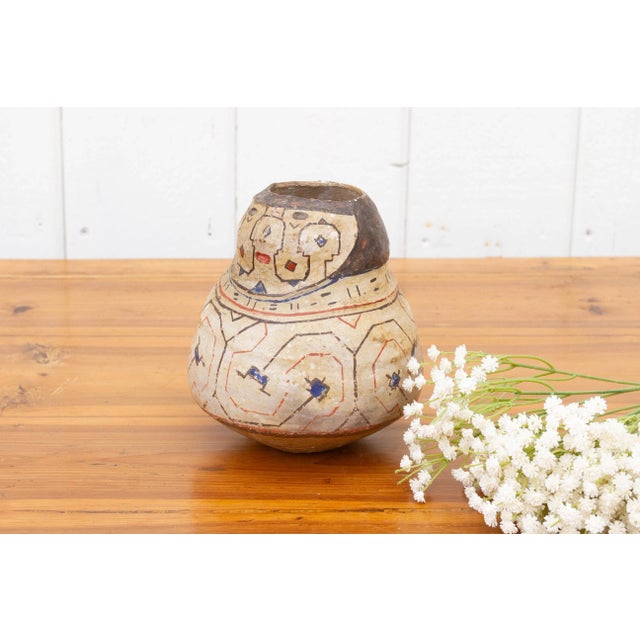 Antique White Original Multicolor Peruvian Shipibo Vessel For Sale - Image 8 of 8