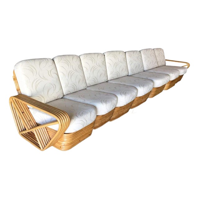 1930s Restored Art Deco Six-Strand Square Pretzel Seven-Seat Sectional Sofa For Sale
