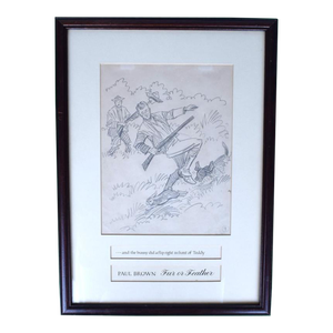 Paul Brown Original Pencil Drawing From the 1946 Book Fur or Feather, Framed