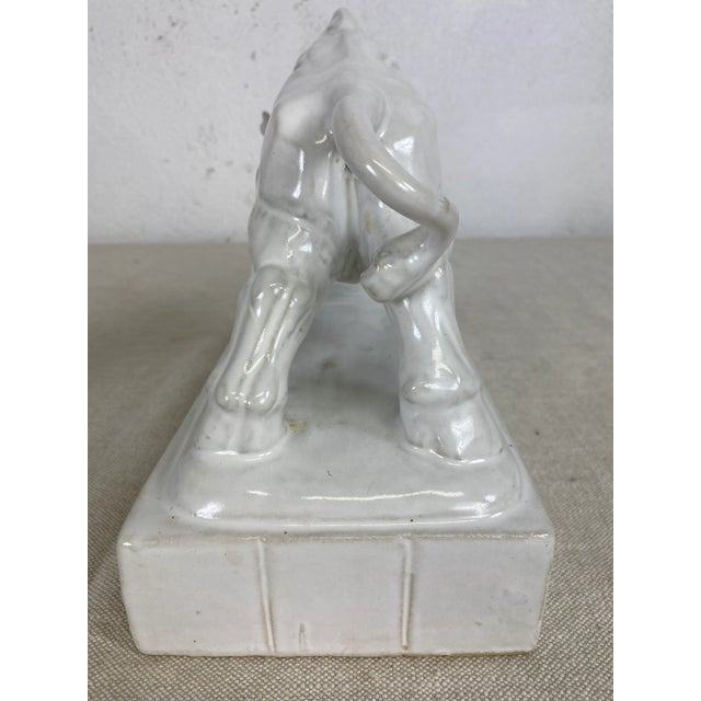 Ceramic Mid Century Vintage Porcelain Blanc De Chin Sculpture of a Bull For Sale - Image 7 of 11