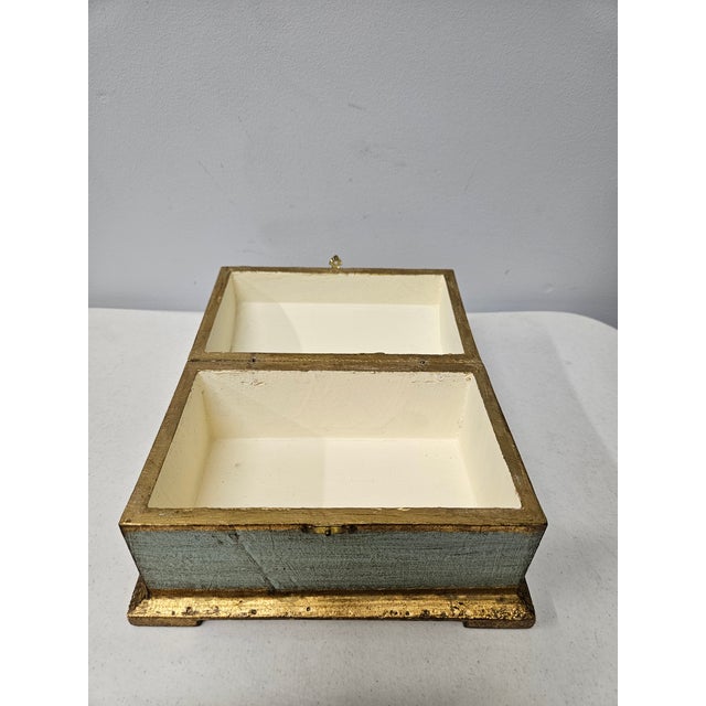 Turquoise and Gilt Italian Trinket Box For Sale - Image 10 of 12