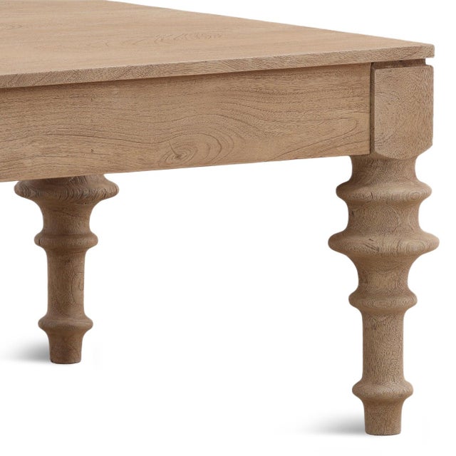2020s Turned Leg Natural Wood Coffee Table For Sale - Image 5 of 5