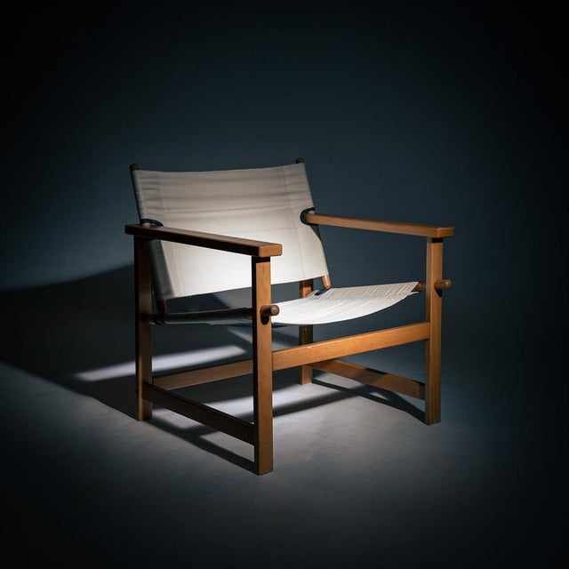 Canvas and Beech Wood Safari Chair, 1970s For Sale - Image 3 of 15