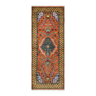 2.6x8Ft. Brunt Orange Persian Design Inspired Hand Knotted Wool Runner Rug For Sale