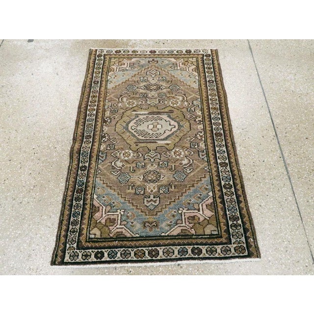Rustic Galerie Shabab Collection Early 20th Century Persian Malayer Throw Rug For Sale - Image 3 of 8