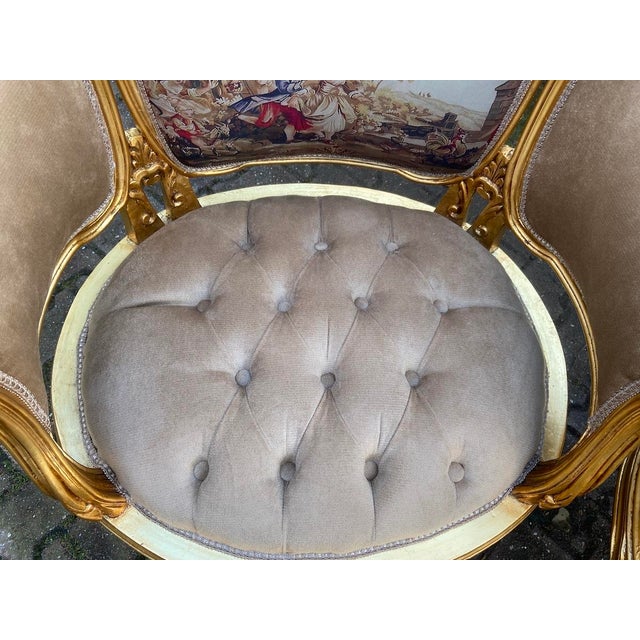 1940s French Louis XVI Gold Beige Sofa Set - 5 Pc For Sale - Image 9 of 18