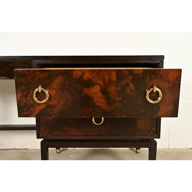 Brown Edward Wormley for Dunbar Mid-Century Modern Burl Wood Desk, 1960s For Sale - Image 8 of 17