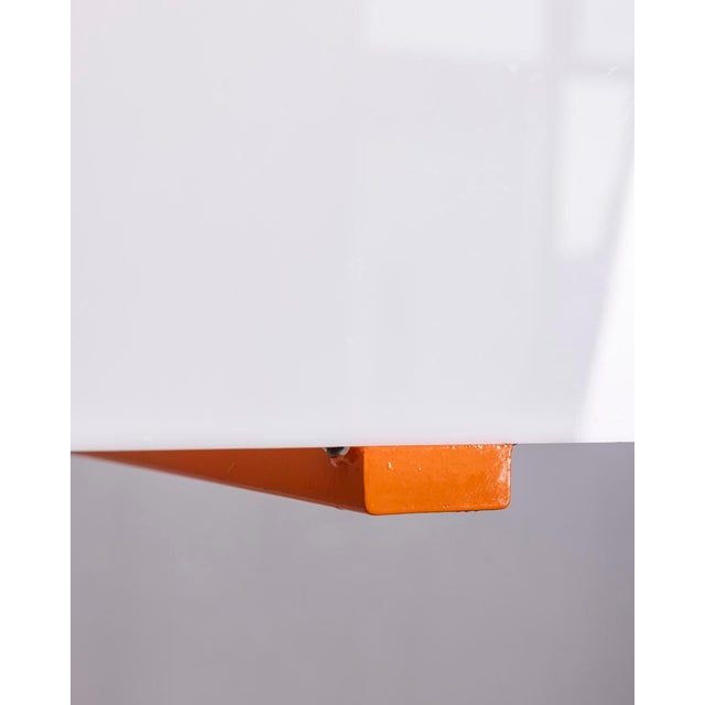 Metal Vintage Space Age Italian Orange Metal and Acrylic Glass Floor Lamp, 1970s For Sale - Image 7 of 15