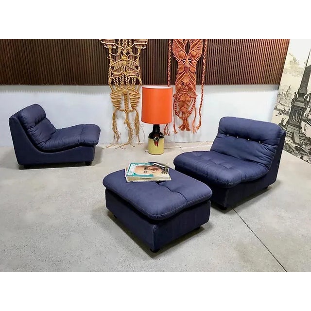German Modular Lounge Chairs and Ottoman Set, 1960s, Set of 3 For Sale - Image 3 of 18