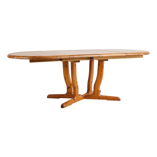 Brutalist Extendable Dining Table in Pine attributed to Rainer Daumiller, Denmark, 1970s For Sale