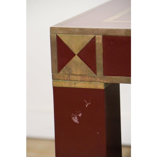 Vintage Coffee Table in Lacquered Wood and Brass by Jean-Claude Mahey, 1970s For Sale - Image 6 of 18
