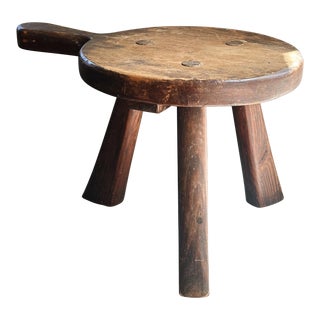 Late 20th Century Vintage Wood Milking Stool For Sale