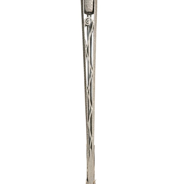 Muller Frères French Art Deco Nickeled Iron and Art Glass Floor Lamp Signed Muller Freres 1930 For Sale - Image 4 of 12