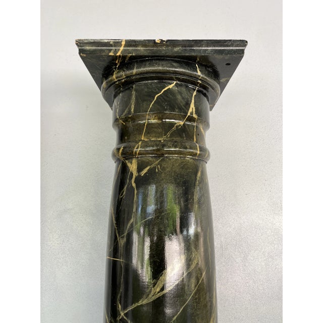 Black Pair of Tuscan Style Black Painted Faux Marble Columns For Sale - Image 8 of 10