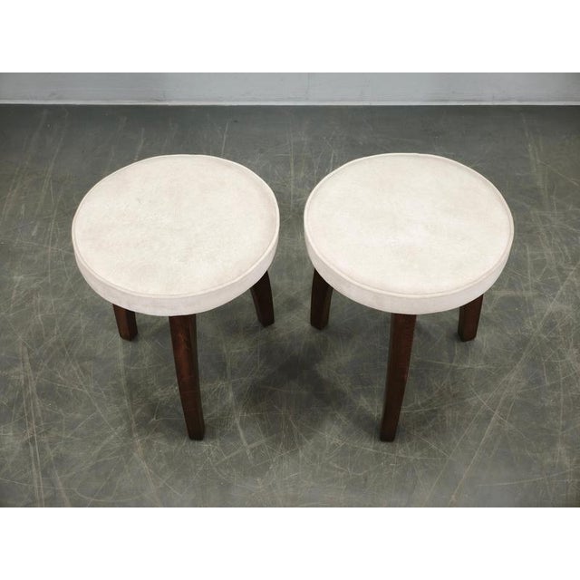 Art Deco Upholstered Beech Stools, 1940s, Set of 2 For Sale - Image 9 of 10