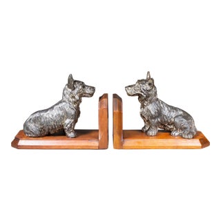 Hand Crafted Bronze Plated Scotty Dog Bookends c.1940 For Sale