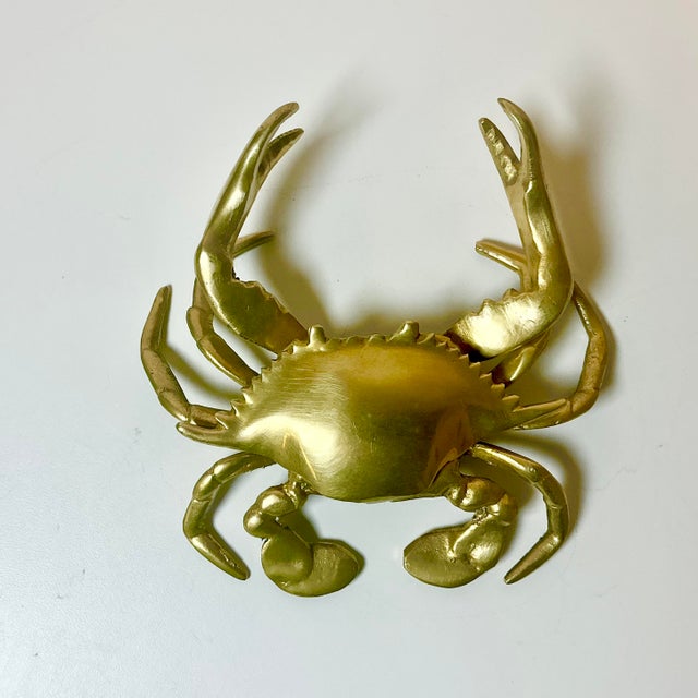 1960s Vintage Costal Hollywood Regency Boho Chic Brass Crab Box. For Sale - Image 6 of 9