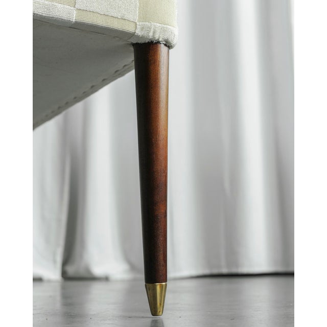 The Italian bench underwent a complete renovation. The legs are stained walnut, polished brass leg ends and stretched new...