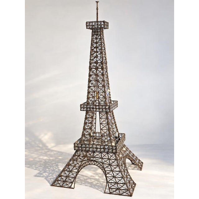 This is a rare and beautiful Mid-Century French, large hand-beaded crystal floor lamp, approximately 7 feet high, in the...