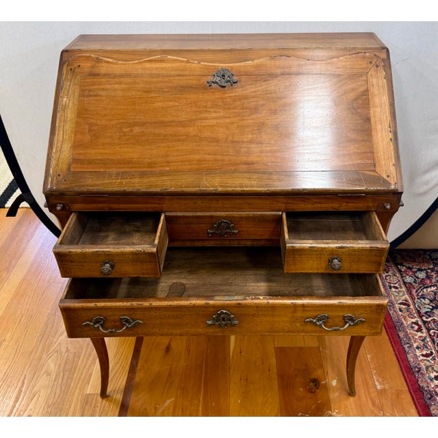 Wood Antique French Drop Down Secretary Writing Desk For Sale - Image 7 of 11
