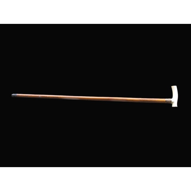 Victorian Victorian 1901 Scotland Gold Filled Engraved Repousse Bone Handle Walking Stick Cane For Sale - Image 3 of 9
