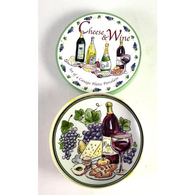 Art Nouveau 1970s L Godinger-“ New in the Box” Porcelain-Canapé Plates – Set of Four For Sale - Image 3 of 8