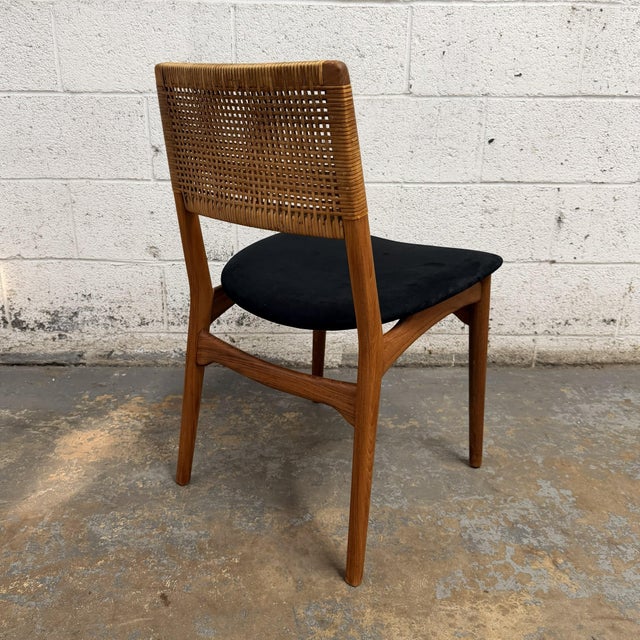 Wood Set of 4 E. Knudsen Model 47 Danish Teak and Cane Dining Chairs for Jensen & Lykkegaard For Sale - Image 7 of 11