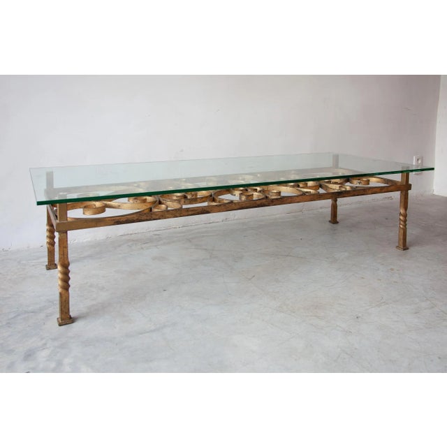 Gold Large French Wrought Iron Coffee Table in the style of Gilbert Poillerat, 1950s For Sale - Image 8 of 10