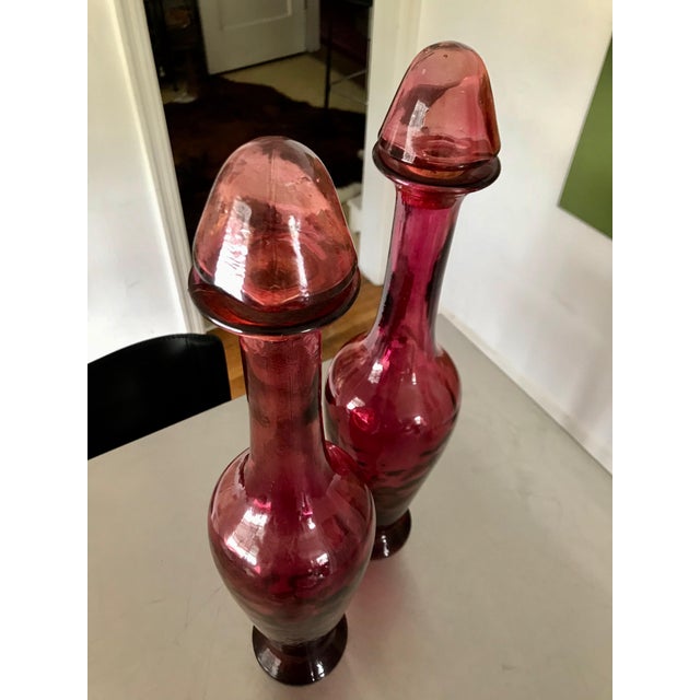 Vintage Pink Art Glass Spanish Wine Decanters a Pair Chairish