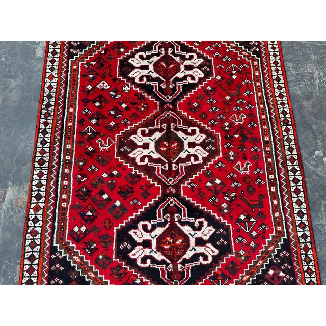 Tribal Hand Knotted Shirazi Vintage Rug For Sale - Image 3 of 8