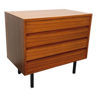 Mid-Century Scandinavian Modernist Style Chest of Drawers in Rosewood and Black Metal, 1960s For Sale