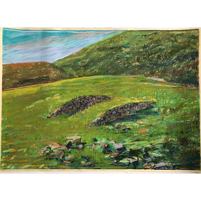 Dennis Leon, Large Abstract Landscape Pastel Drawing Painting San Francisco Artist, Megan #13, 1981 For Sale