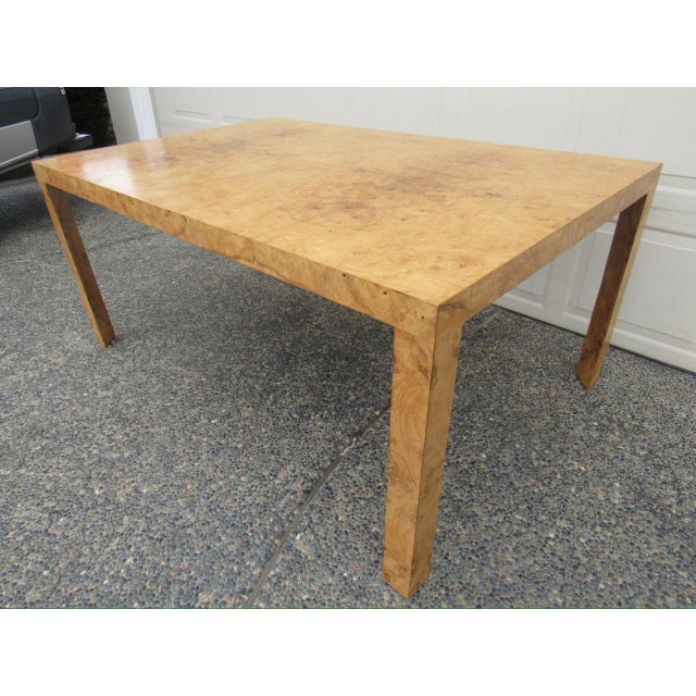 Mid-Century Modern Burl Walnut Extendable Parsons Dining Table by Edward Wormley for Dunbar For Sale - Image 3 of 18