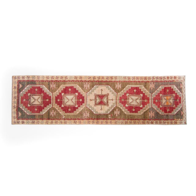 House of Séance - 1960s Vintage Malatya Red Brown Medallion Wool Hand-Knotted Runner - 3'5" X 12'2" For Sale - Image 11 of 11