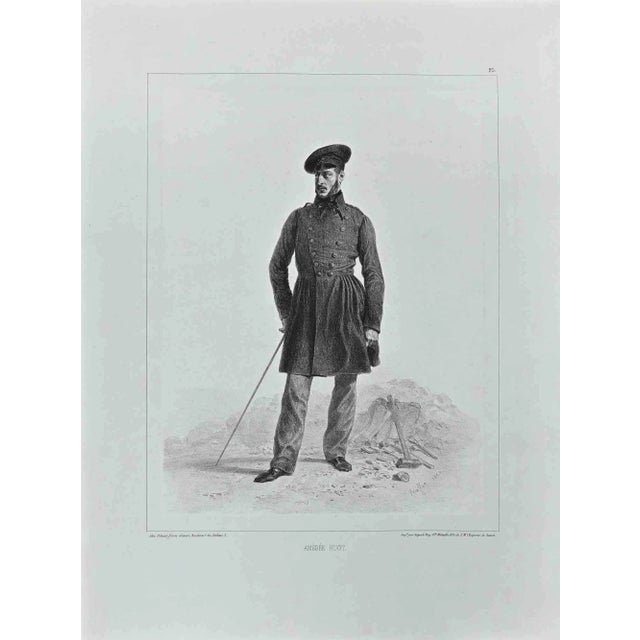 Auguste Raffet, Portrait of Amedéé Huot, Original Lithograph, 1848 For Sale