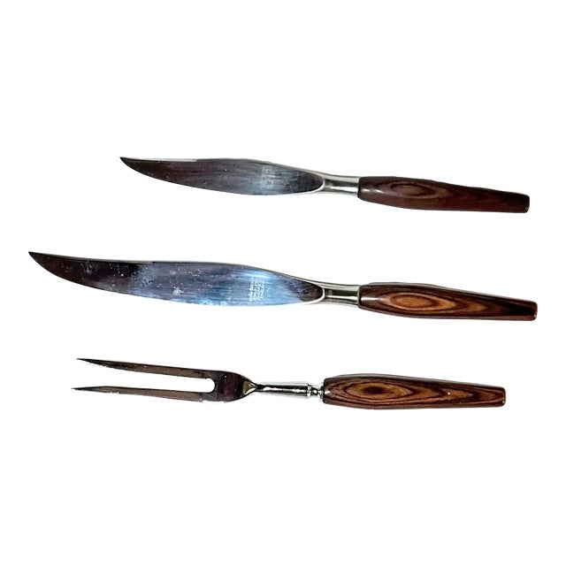 Mid Century Danish Modern Carving Set- Set of 3 For Sale