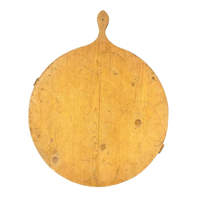 French Round Bread Board or Dough Board Vintage - B For Sale