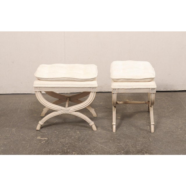Mid 20th Century French Pair Curule Stools W/ Pillow Top Seat For Sale - Image 10 of 11