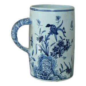 Antique 19th Century Samson Tin Glaze Faience Delft Tankard Mug or Jug With Chinese & Masonic Decoration