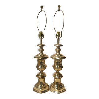 Vintage Mid 20th Century Hollywood Regency Brass Lamps - A Pair For Sale